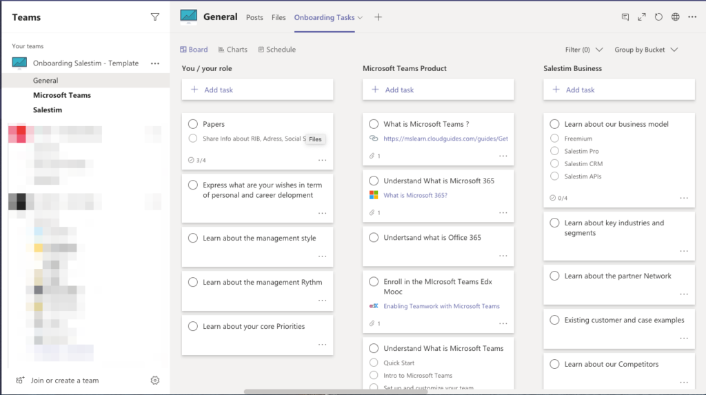 onboarding tasks in planner - microsoft teams