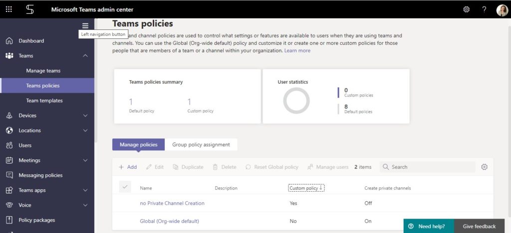 Microsoft Teams governance: teams policies