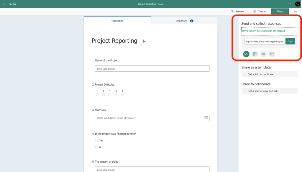 Microsoft forms - send and collect responses