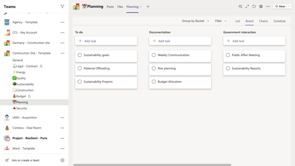 Microsoft teams template for construction