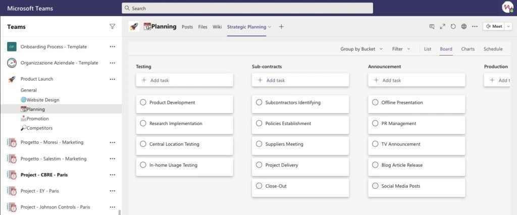 Microsoft Planner Template for product launch