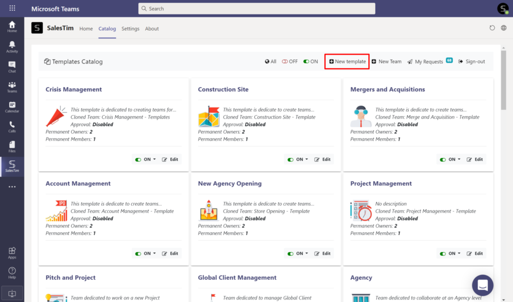 Microsoft Teams build new template