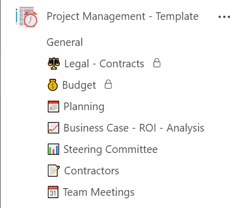 Microsoft Teams template with files and folders