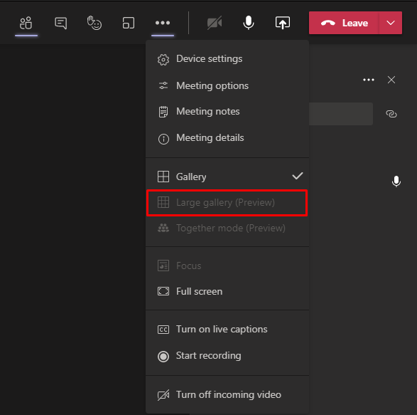 Microsoft Teams meetings large gallery view