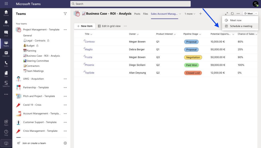 Microsoft teams and Lists integration