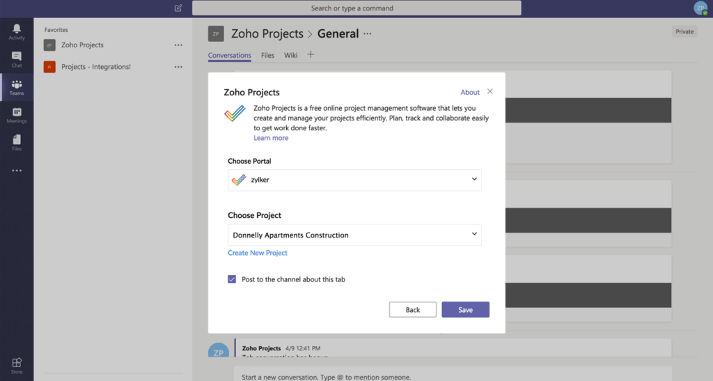 zoho  crm integration with microsoft teams