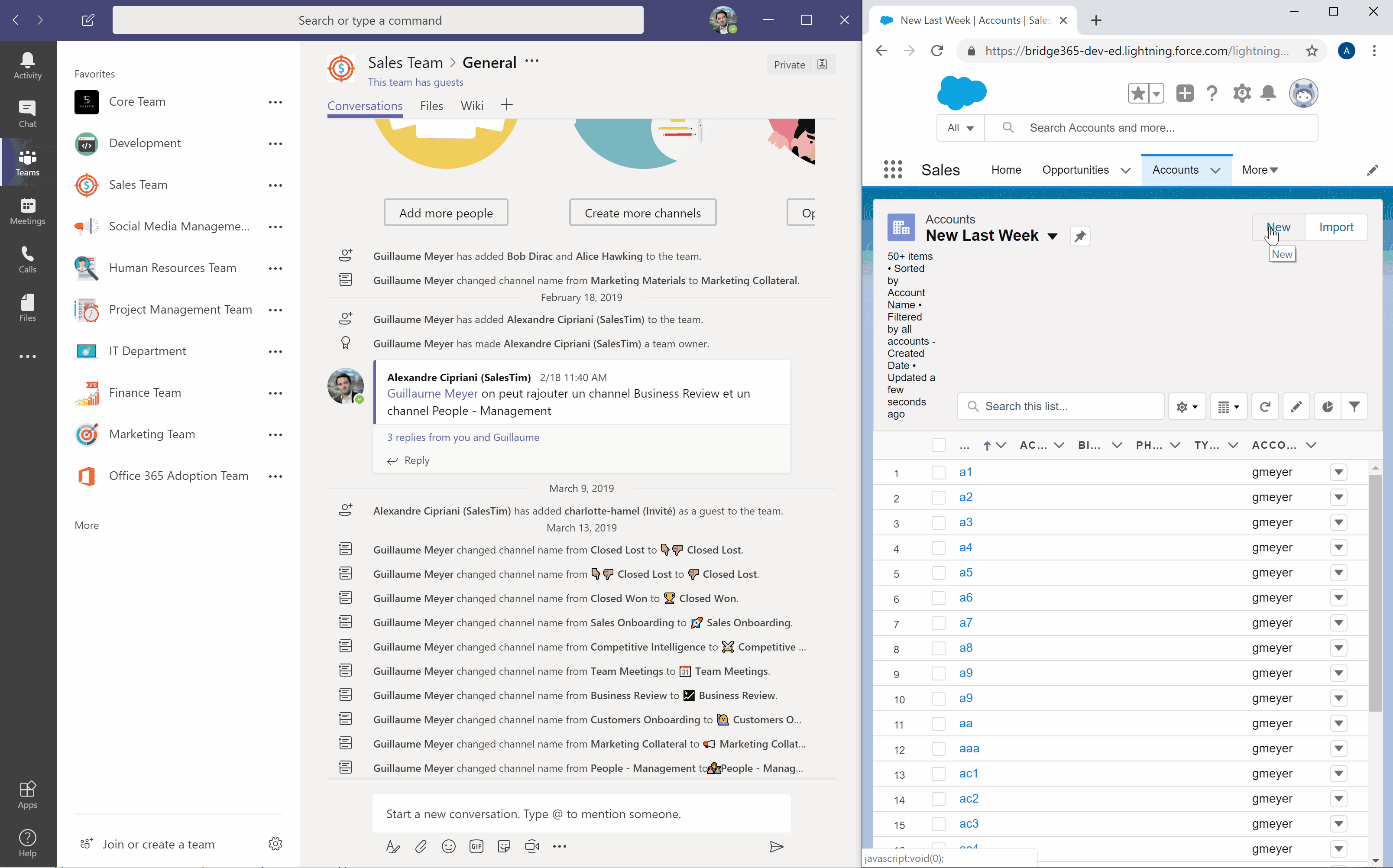 Account Creation in Microsoft Teams from Salesforce 