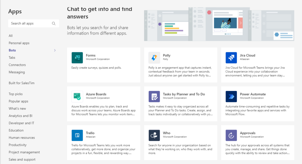 chat bots in Microsoft Teams