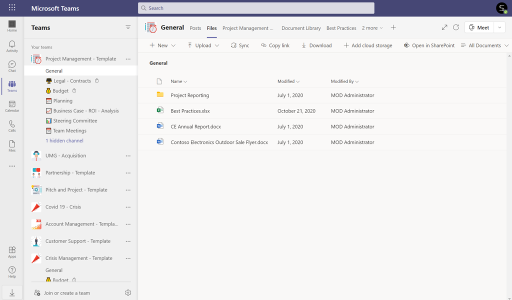 project management microsoft teams template