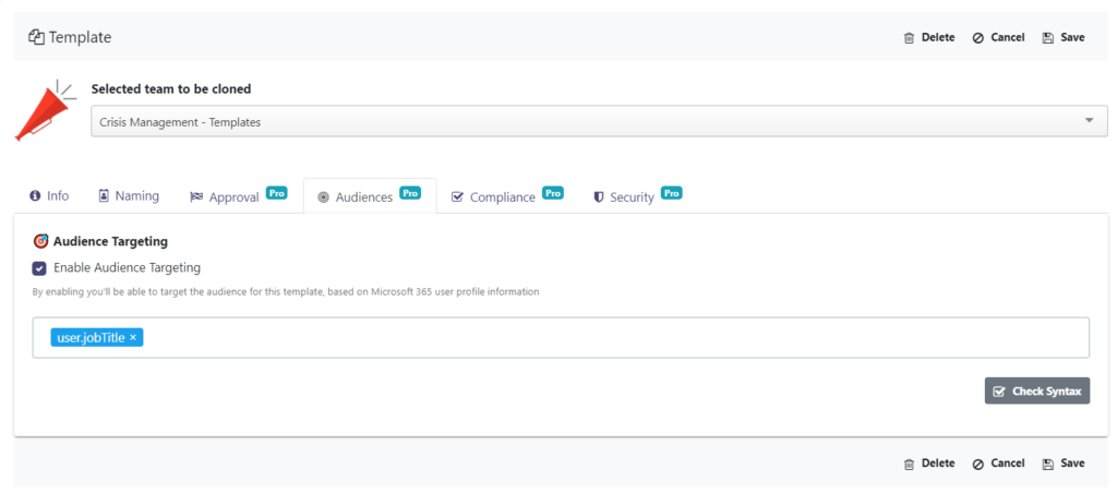 Crisis management template: audience targeting