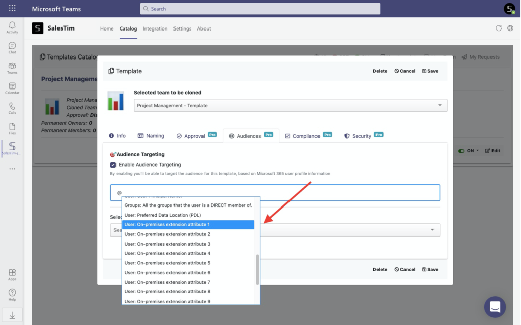 targeting audience custom attributes teams