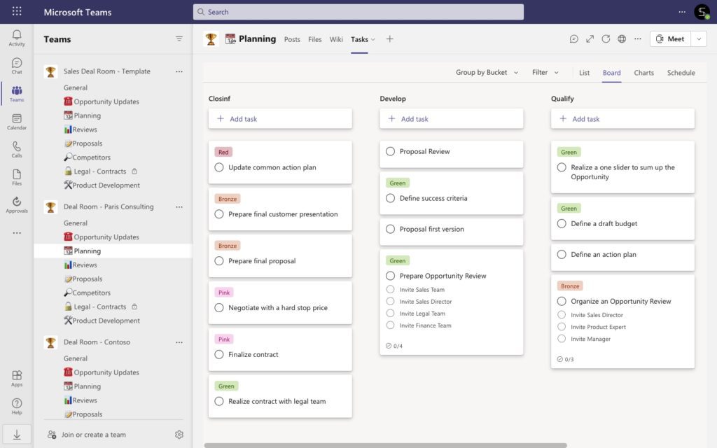 sales deal room planner Teams template