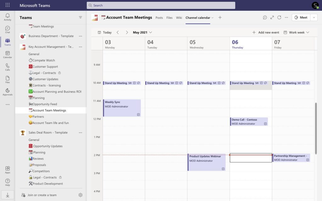 Account Management Template - Channel Calendar Tab