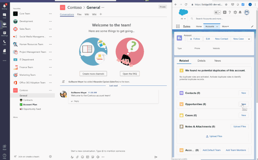 create opportunity team from Salesforce
