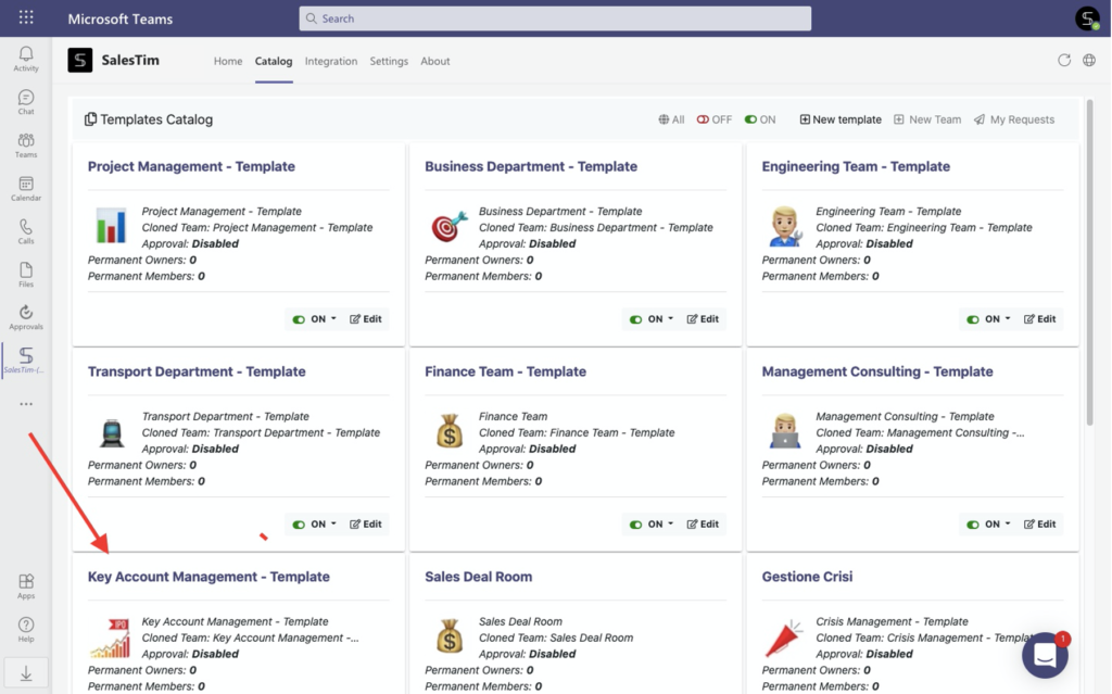 Microsoft Teams templates catalog