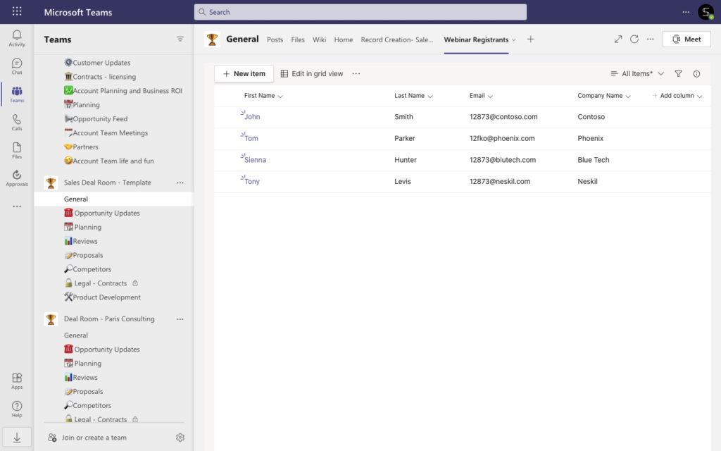 SharePoint List track leads