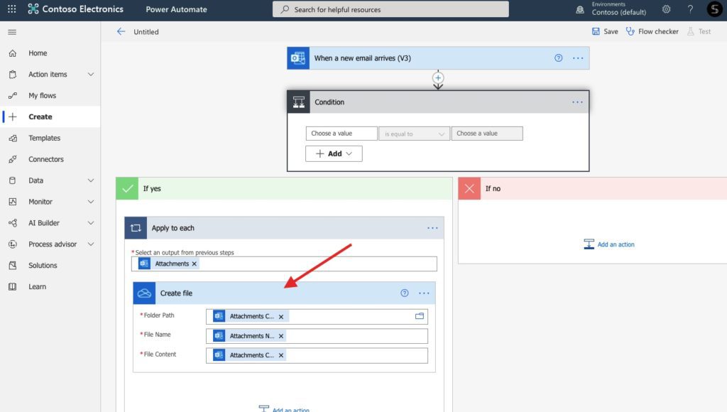 Power Automate save files from Outlook
