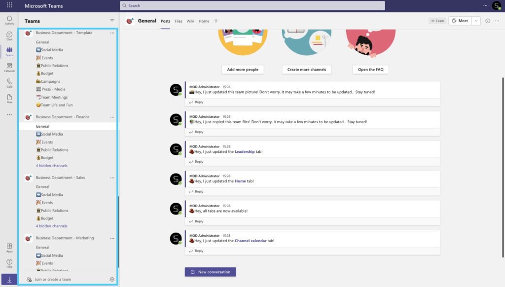 Business Department Microsoft Teams template