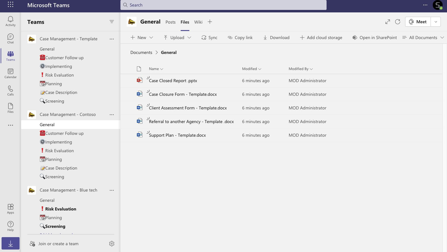 Case Management Teams Template Files