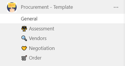 Procurement template: team channels