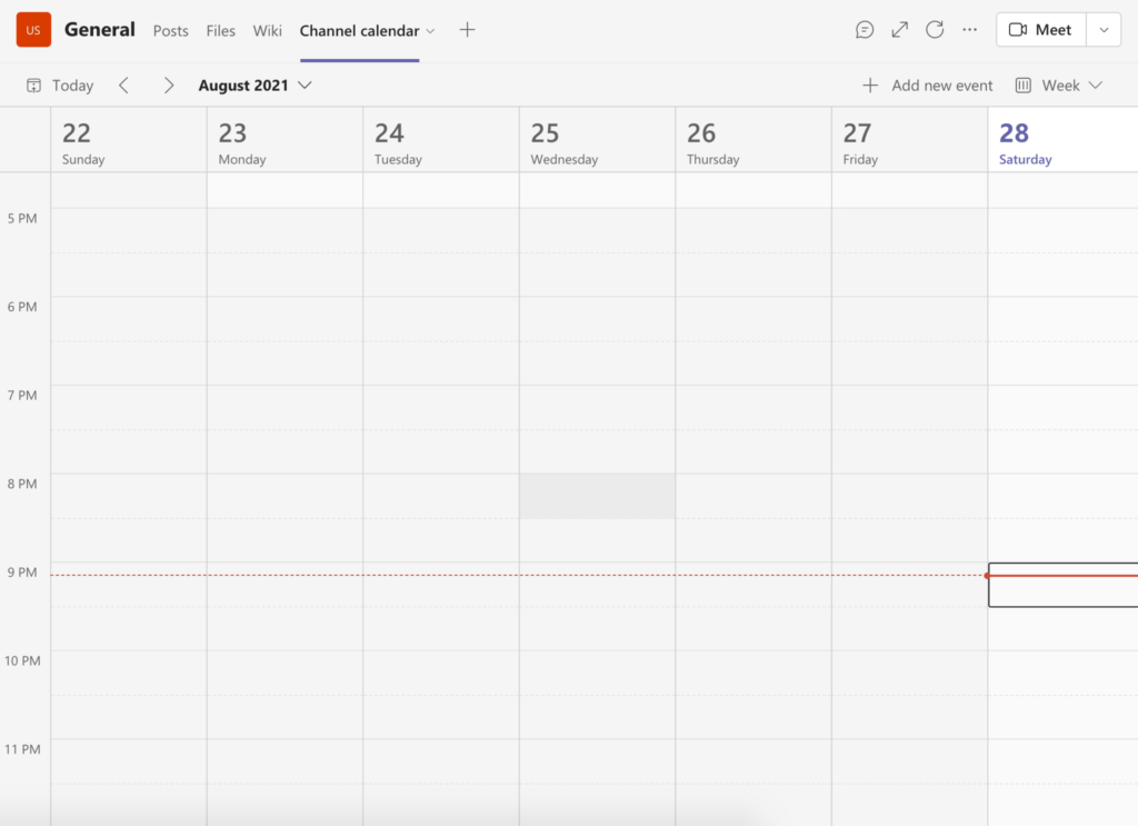 Channel calendar in microsoft teams