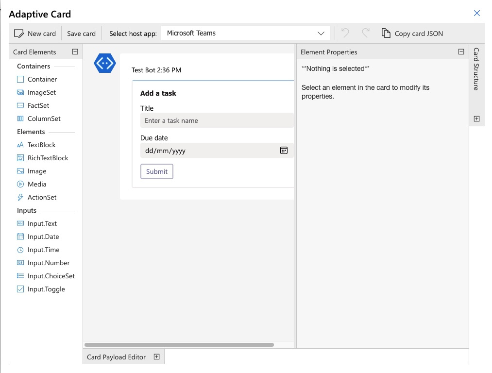 Post Adaptive Card Microsoft Teams