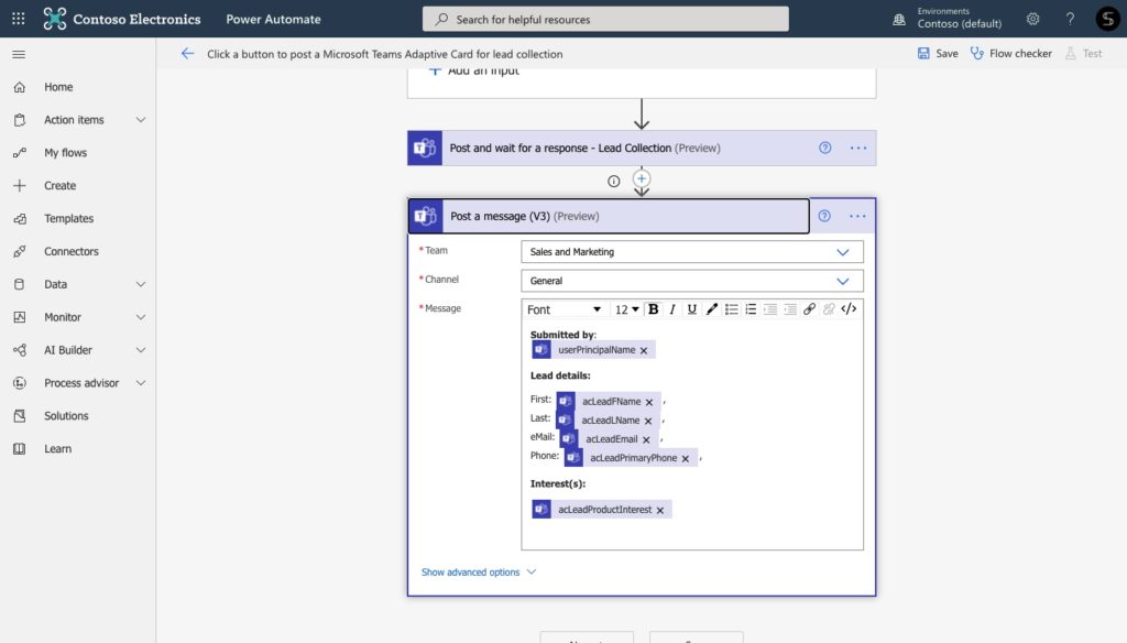 Post Adaptive Card Microsoft Teams 