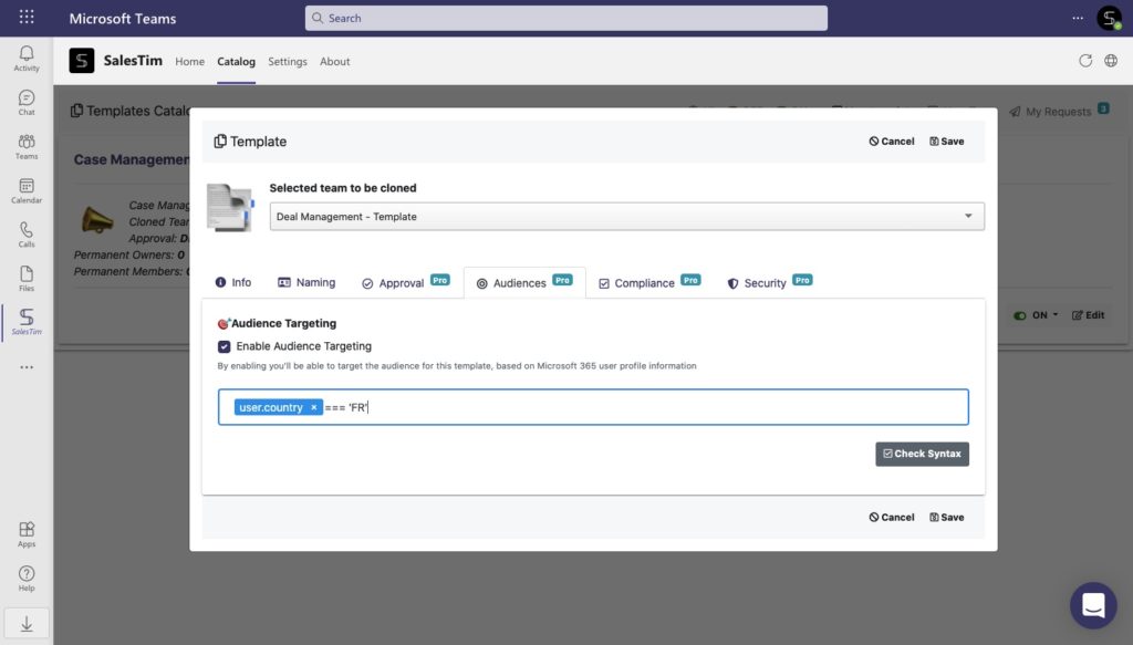 Microsoft Teams audience targeting 