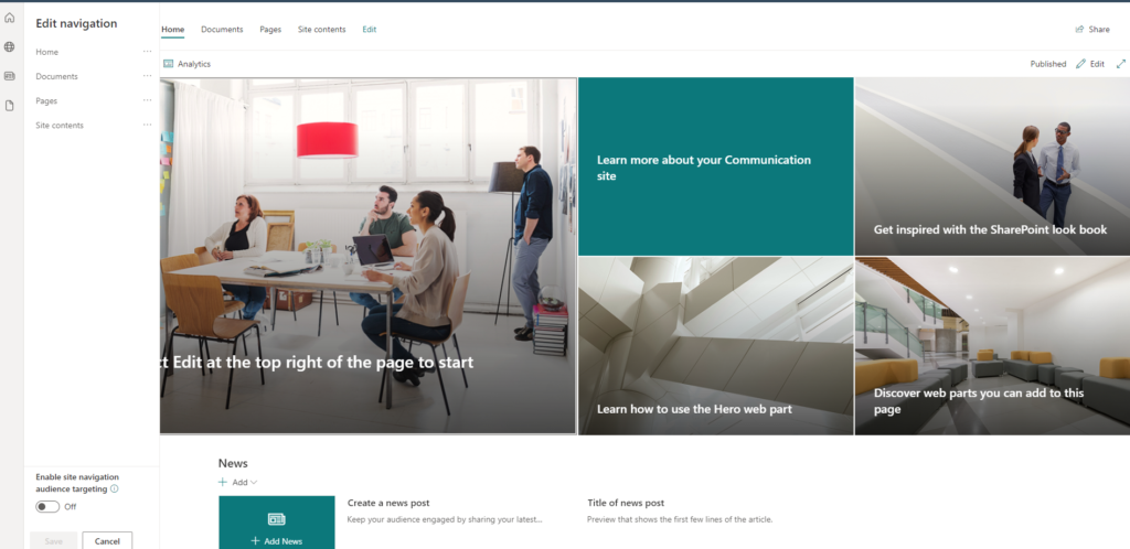 SharePoint communication site