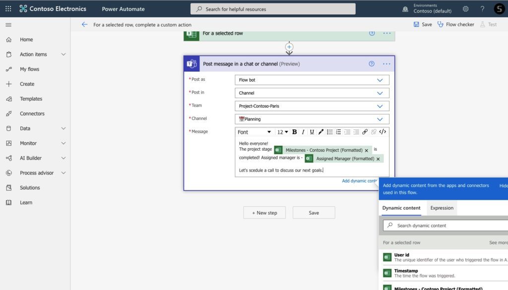 Excel Power Automate Microsoft Teams