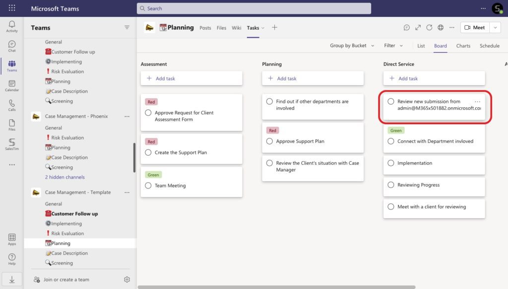 A task was created in Planner tab in Microsoft Teams from a power automate flow