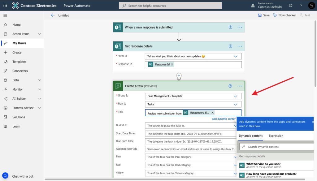 Power Automate flow to create tasks