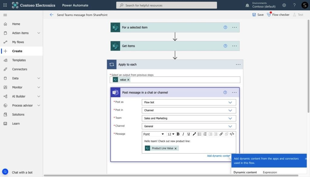 Power Automate flow for SharePoint and Teams