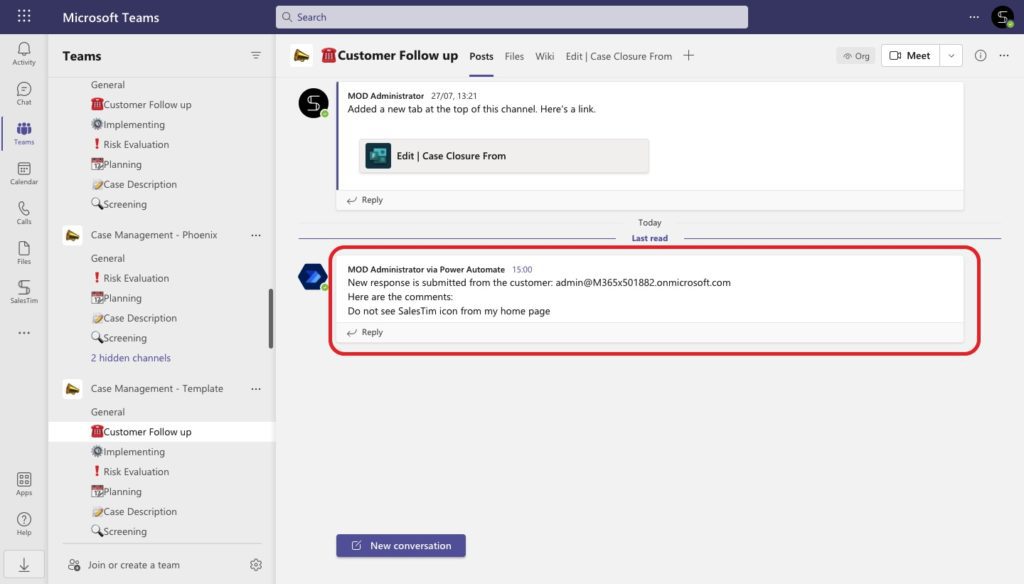 Power Automate Microsoft Teams