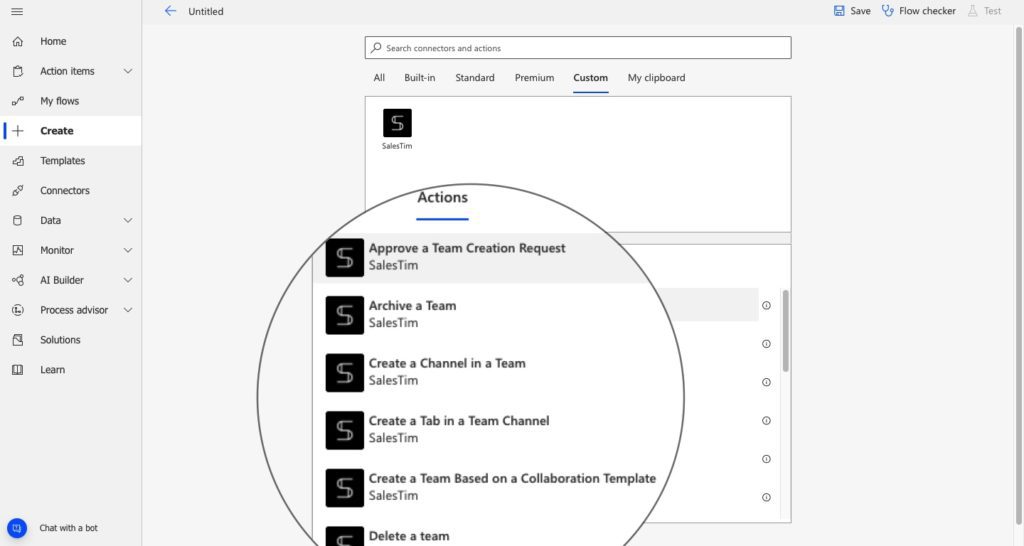 salestim actions Power Automate