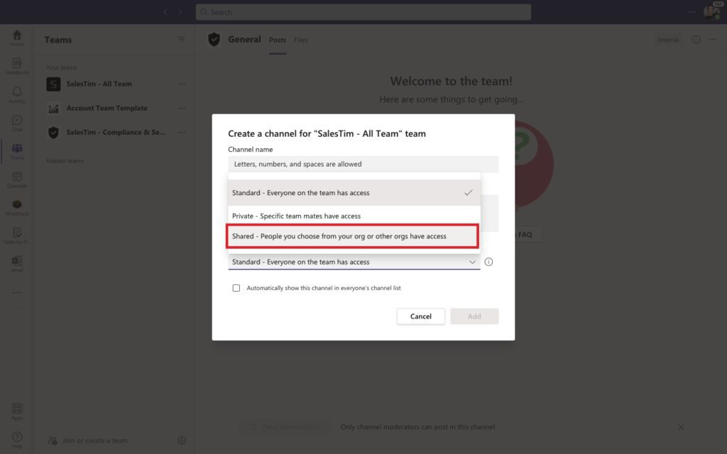 Shared Channels Microsoft Teams