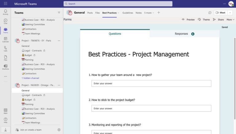 Microsoft Teams Forms template