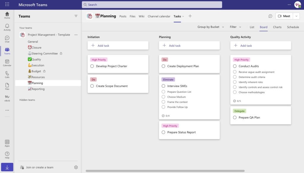 Project Management Microsoft Teams