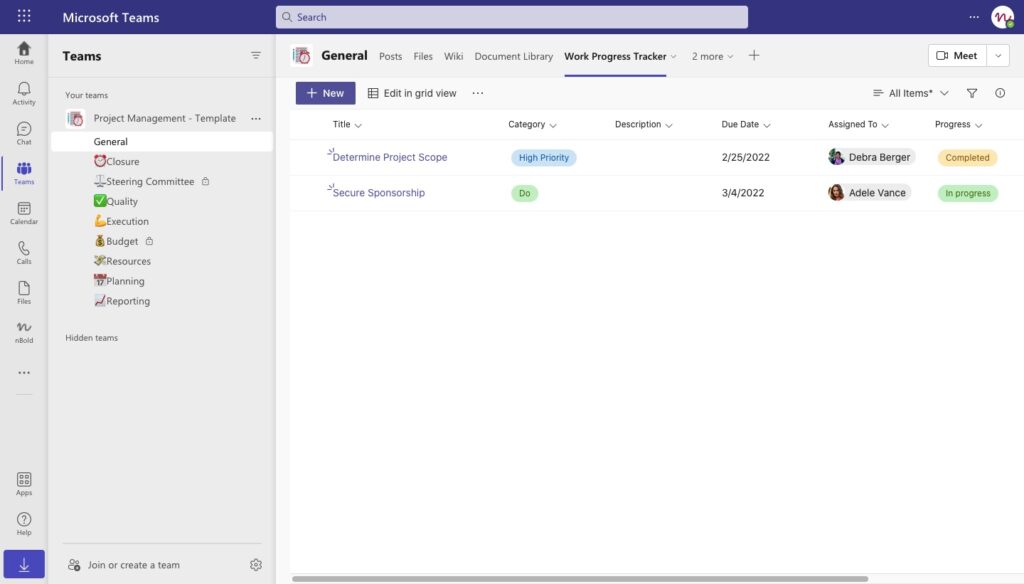 Project Management Microsoft Teams