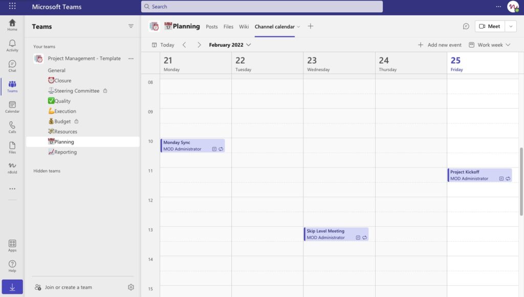 Project Management Microsoft Teams