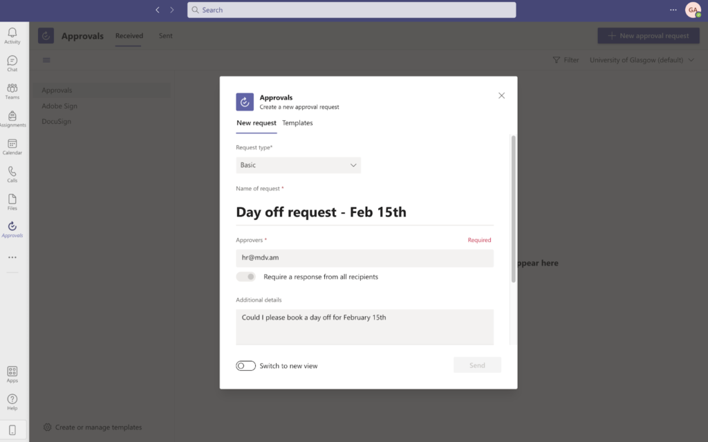 Microsoft Teams Approvals app