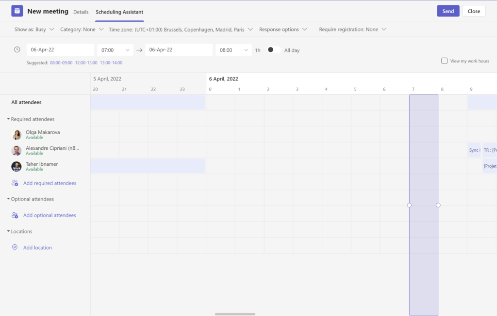 schedule a meeting with a manager in microsoft teams