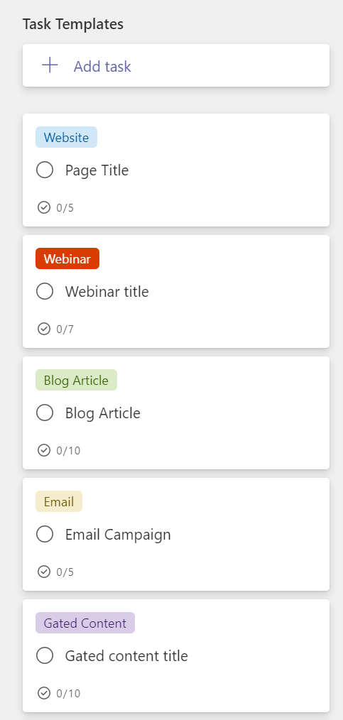 task templates in Microsoft Planner