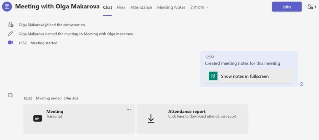 interview in microsoft teams: transcripts and notes