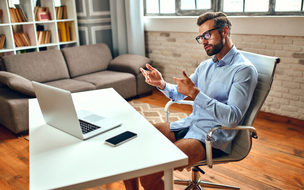 Manager talking to a remote team