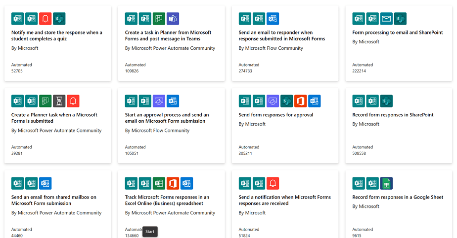 PA flow templates for Microsoft forms