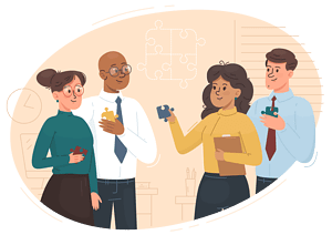 collaboration in the workplace concept image