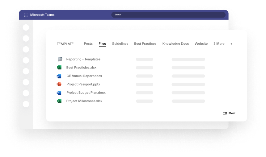 Microsoft Teams template with files and folders